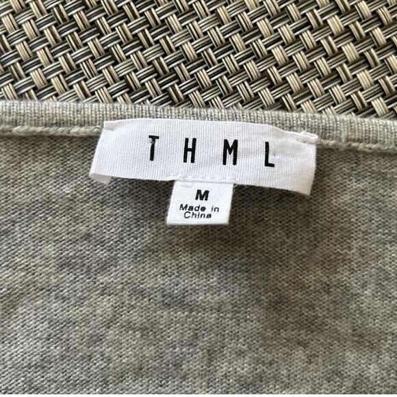 THML Anthro Wool Blend Bell Sleeve Oversized Cropped Gray Crew Neck Sweater sz M - Picture 3 of 6